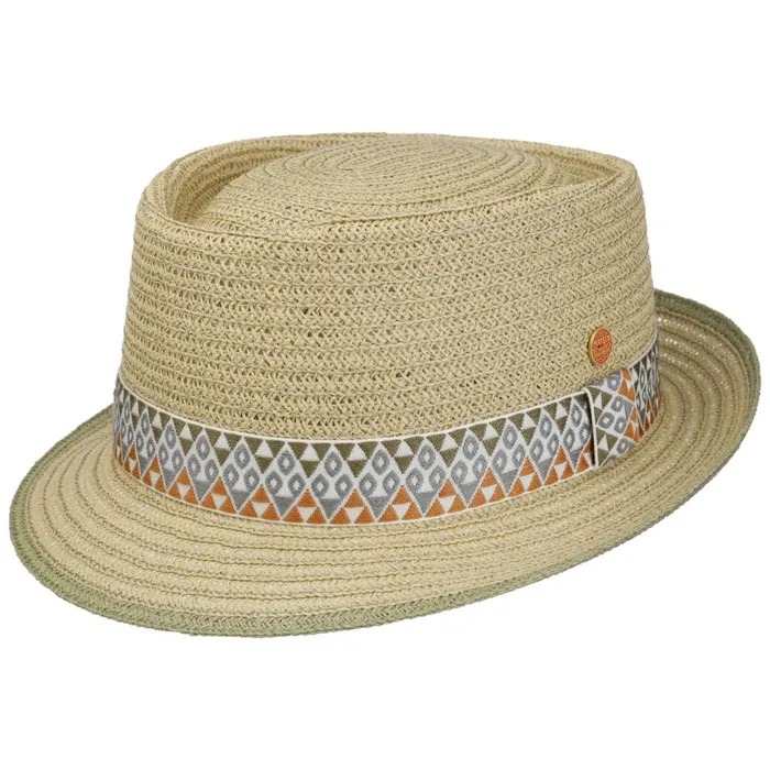 WomenMen Straw Hats Mayser Colour Band Pork Pie Straw Hat Beige WomenMen Straw Hats Mayser Colour Band Pork Pie Straw Hat Beige