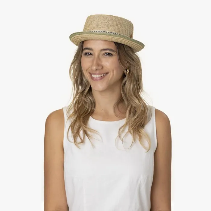 WomenMen Straw Hats Mayser Colour Band Pork Pie Straw Hat Beige WomenMen Straw Hats Mayser Colour Band Pork Pie Straw Hat Beige