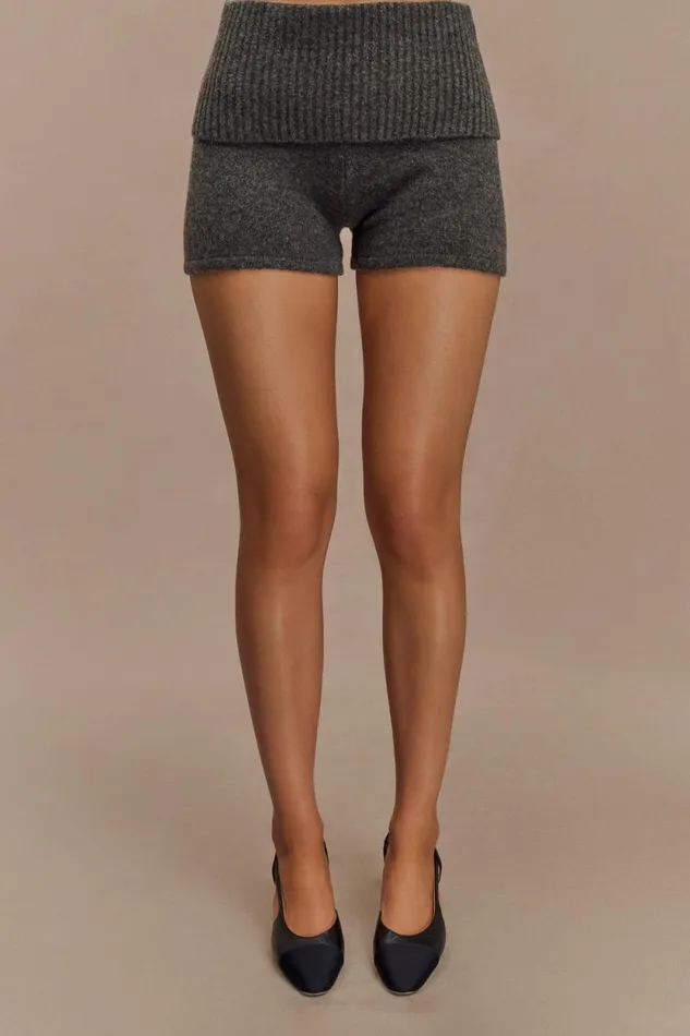 Women Meshki Bottoms Aubrey Knit Shorts 8211 Charcoal Marle