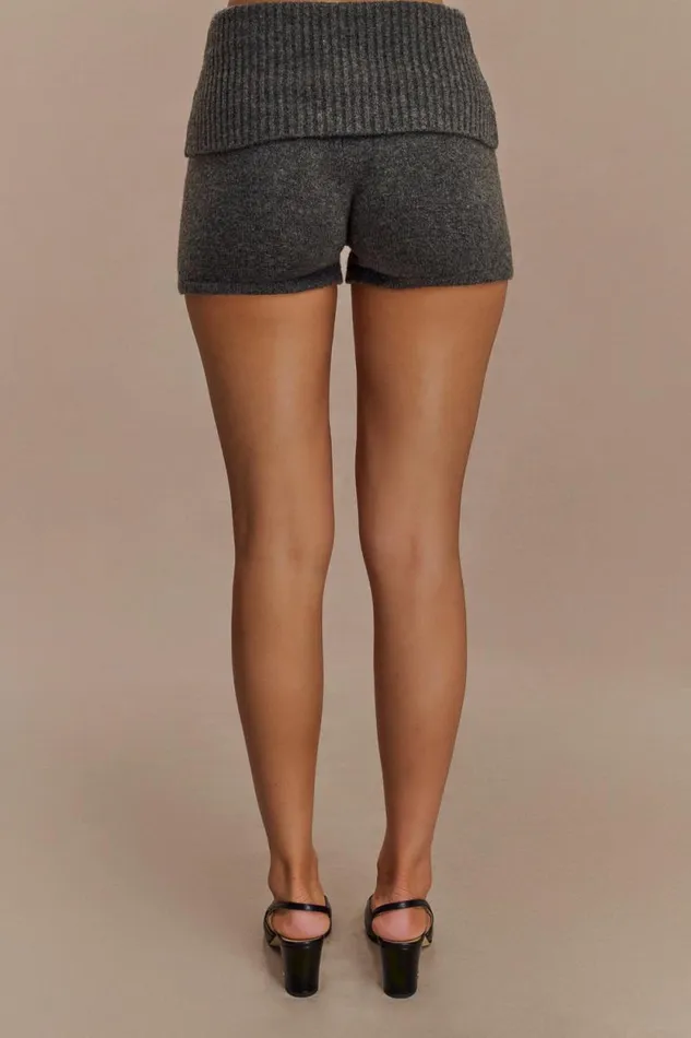 Women Meshki Bottoms Aubrey Knit Shorts 8211 Charcoal Marle