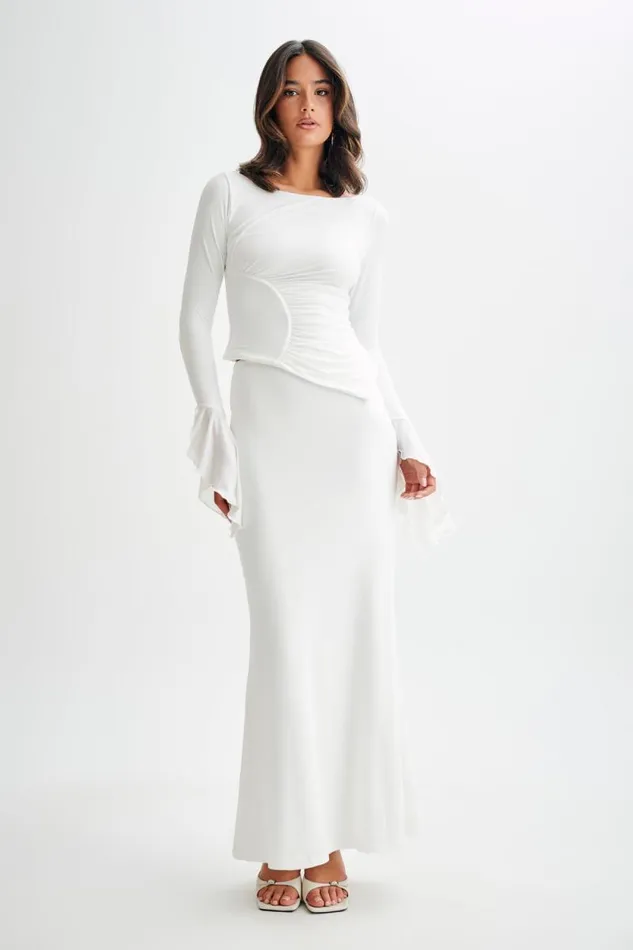 Women Meshki Bottoms Bruna Slinky Fishtail Maxi Skirt 8211 White