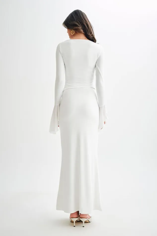 Women Meshki Bottoms Bruna Slinky Fishtail Maxi Skirt 8211 White