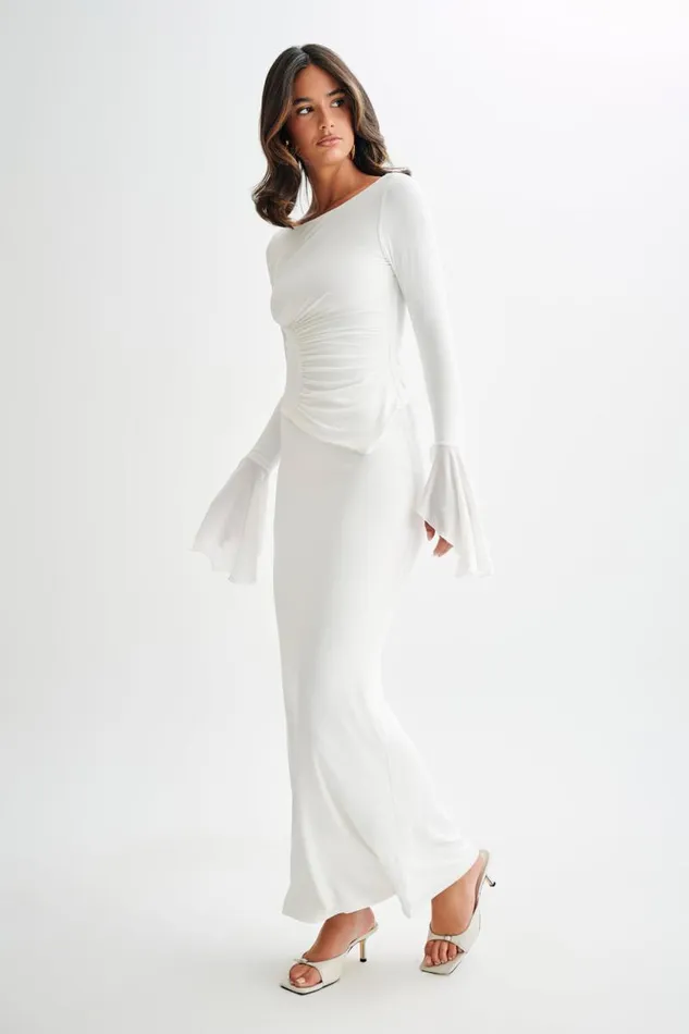 Women Meshki Bottoms Bruna Slinky Fishtail Maxi Skirt 8211 White