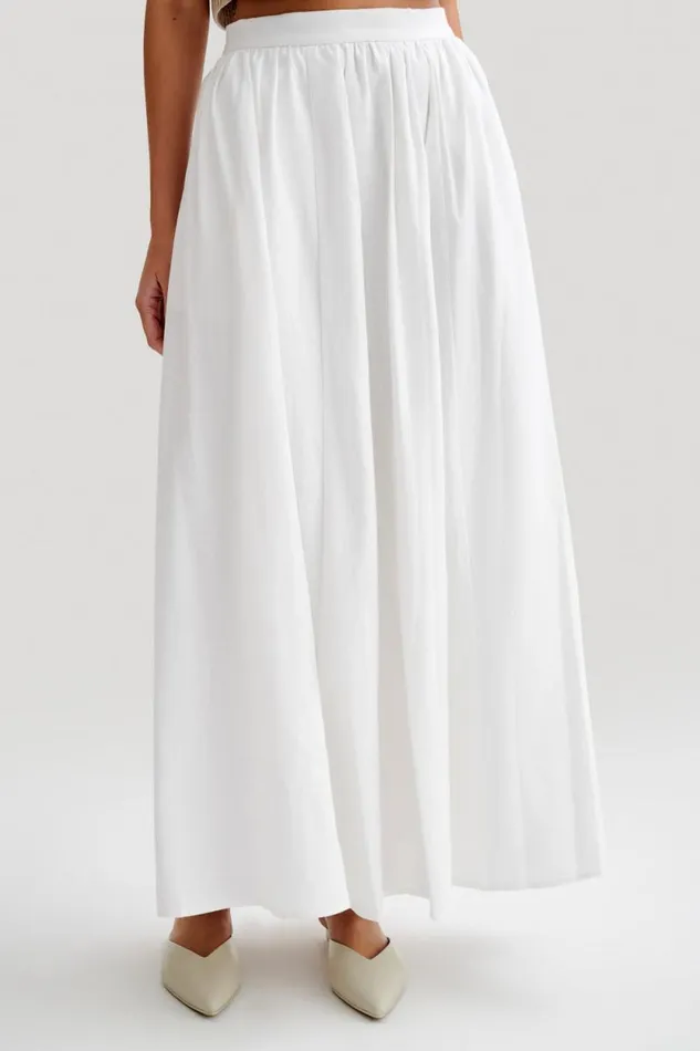 Women Meshki Bottoms Clarence Linen ALine Maxi Skirt 8211 White