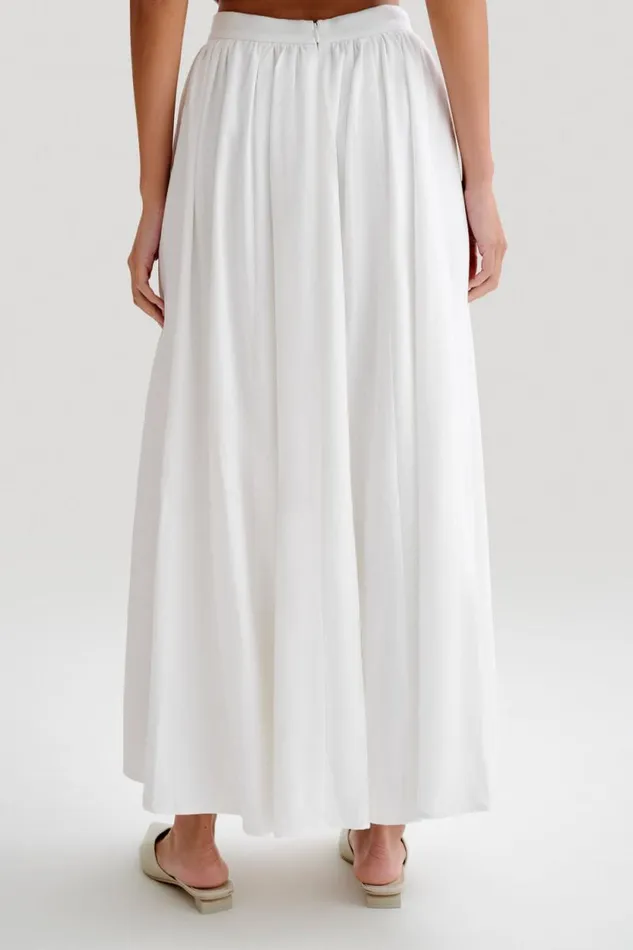 Women Meshki Bottoms Clarence Linen ALine Maxi Skirt 8211 White