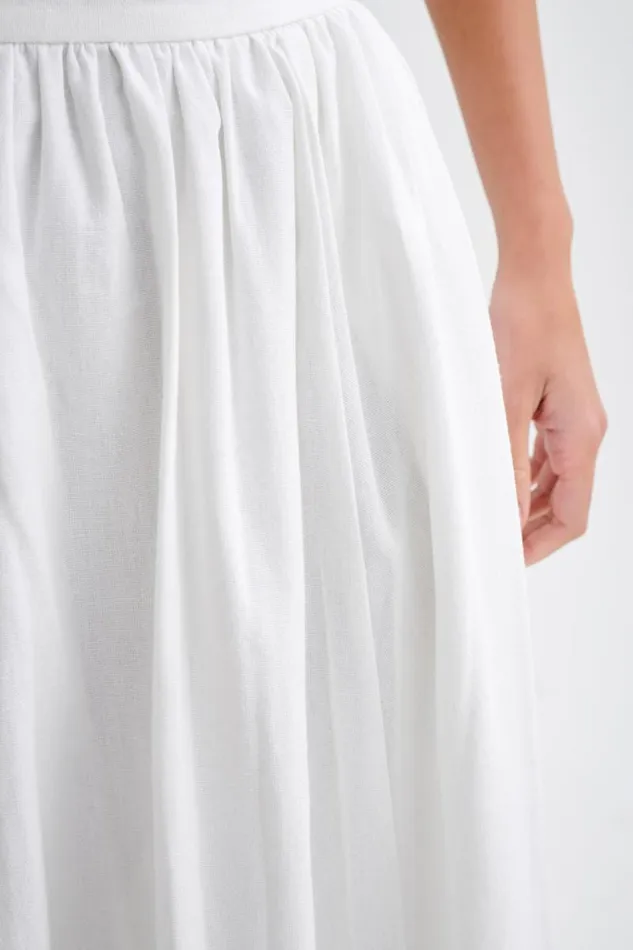 Women Meshki Bottoms Clarence Linen ALine Maxi Skirt 8211 White