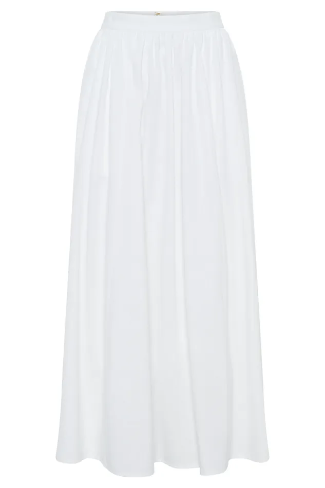 Women Meshki Bottoms Clarence Linen ALine Maxi Skirt 8211 White