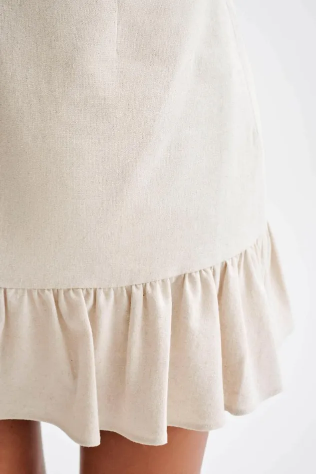 Women Meshki Bottoms Delfina Linen Mini Skirt With Ruffle 8211 Natural