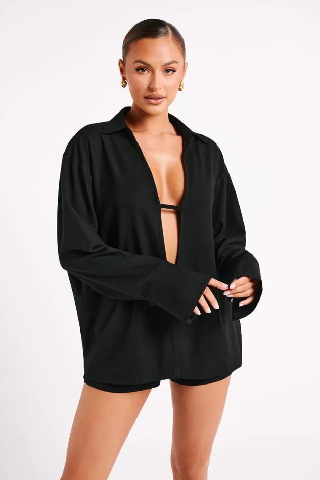 Women Meshki Bottoms Jadri Linen Shorts 8211 Black
