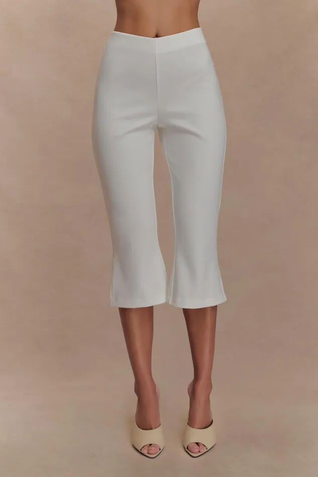 Women Meshki Bottoms Layla Flared Crepe Capri Pants 8211 White
