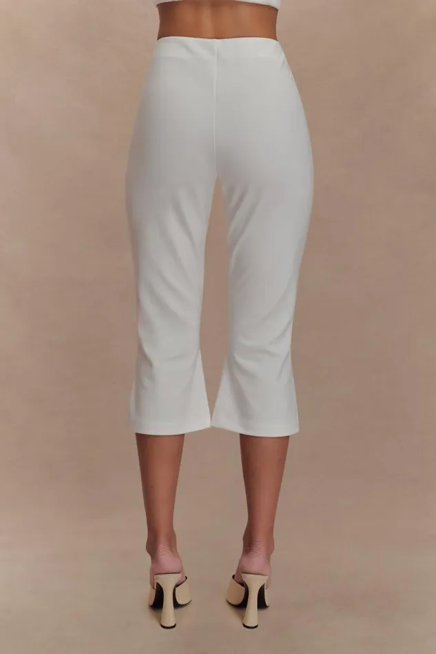 Women Meshki Bottoms Layla Flared Crepe Capri Pants 8211 White