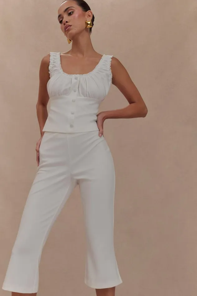 Women Meshki Bottoms Layla Flared Crepe Capri Pants 8211 White