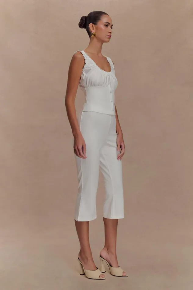 Women Meshki Bottoms Layla Flared Crepe Capri Pants 8211 White