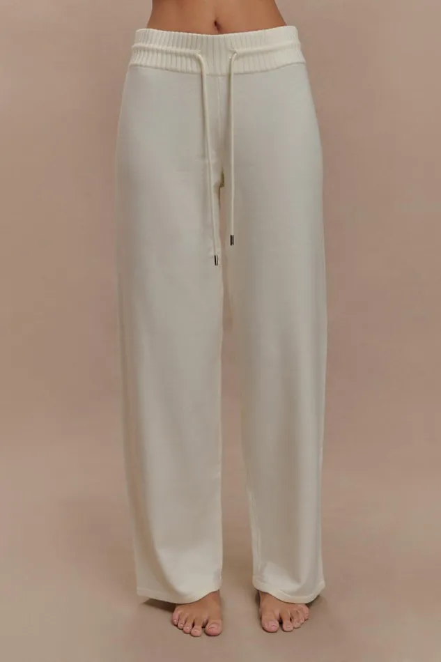 Women Meshki Bottoms Natalya Knit Wide Leg Pants 8211 Ivory