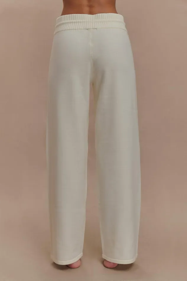Women Meshki Bottoms Natalya Knit Wide Leg Pants 8211 Ivory