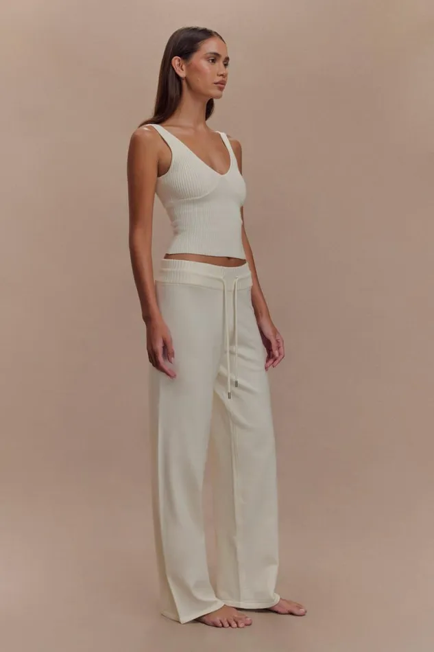 Women Meshki Bottoms Natalya Knit Wide Leg Pants 8211 Ivory