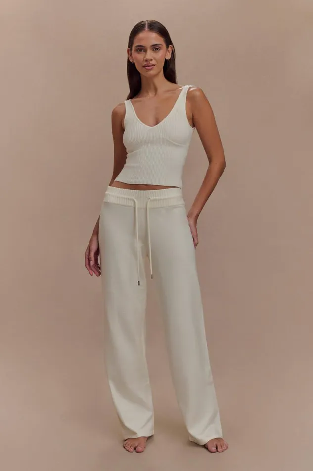 Women Meshki Bottoms Natalya Knit Wide Leg Pants 8211 Ivory