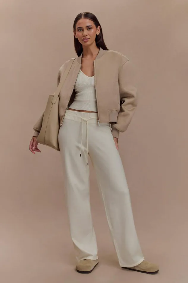 Women Meshki Bottoms Natalya Knit Wide Leg Pants 8211 Ivory