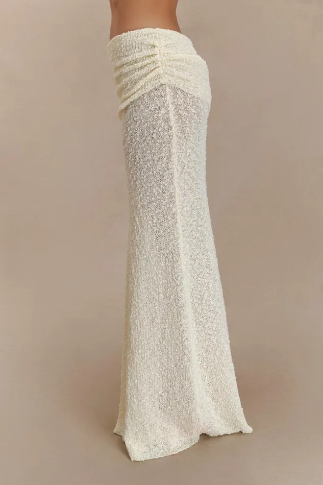 Women Meshki Bottoms Petra Ruched Knit Maxi Skirt 8211 Ivory
