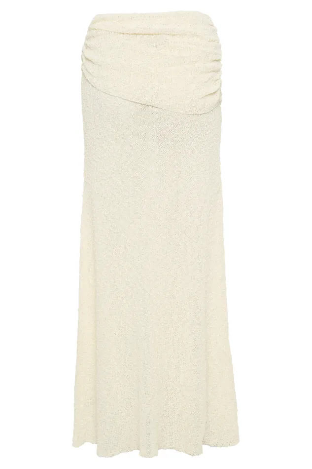 Women Meshki Bottoms Petra Ruched Knit Maxi Skirt 8211 Ivory