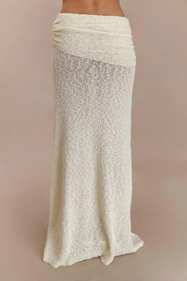 Women Meshki Bottoms Petra Ruched Knit Maxi Skirt 8211 Ivory