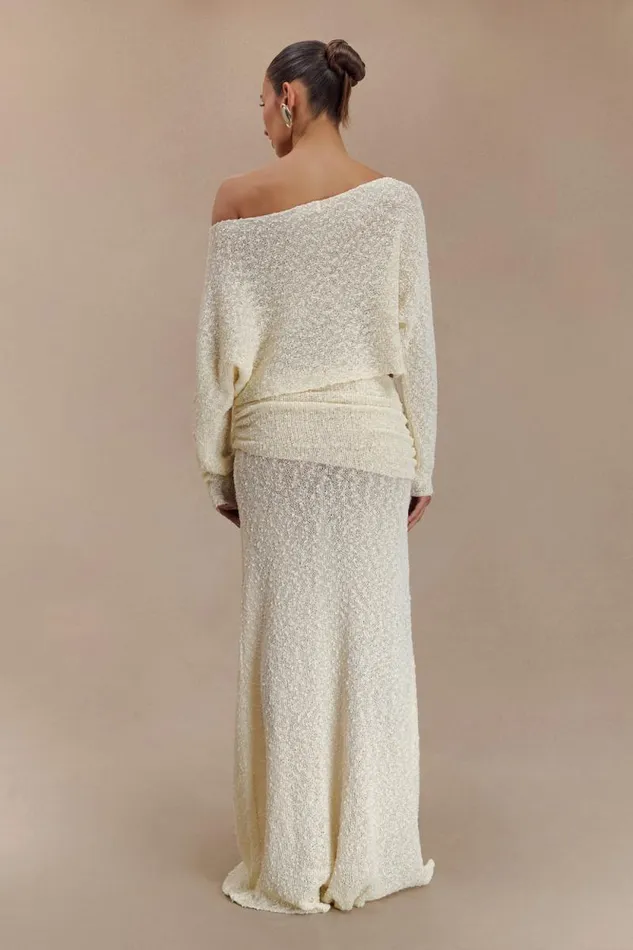 Women Meshki Bottoms Petra Ruched Knit Maxi Skirt 8211 Ivory
