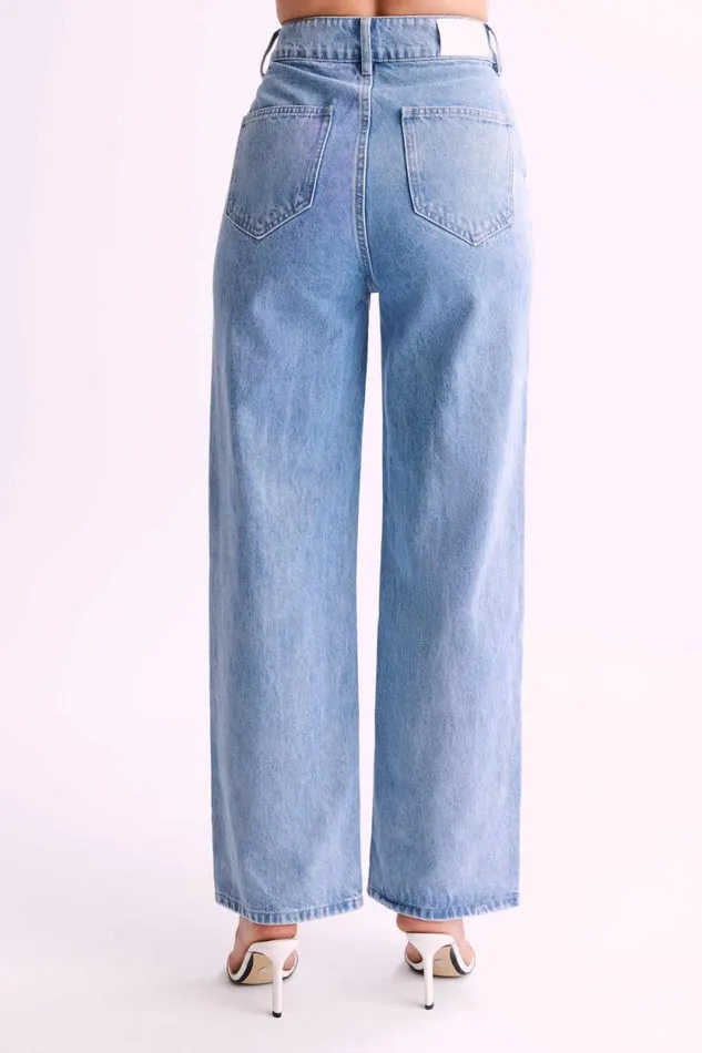 Women Meshki Bottoms Roxy Wide Leg High Waist Denim Jeans 8211 Mid Blue