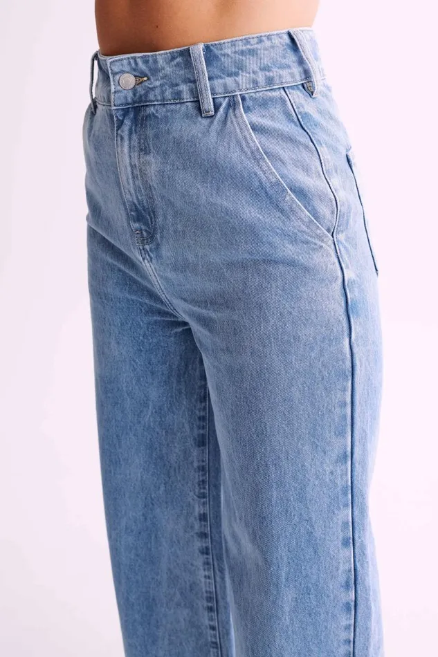 Women Meshki Bottoms Roxy Wide Leg High Waist Denim Jeans 8211 Mid Blue
