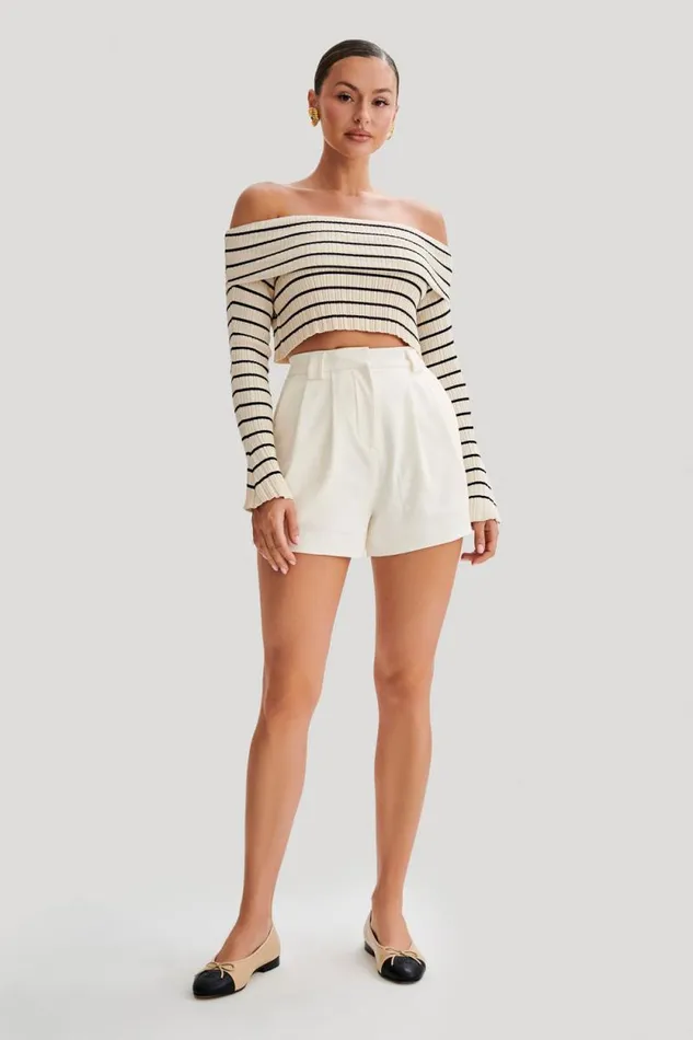 Women Meshki Bottoms Sigourney Suiting Shorts 8211 Ivory