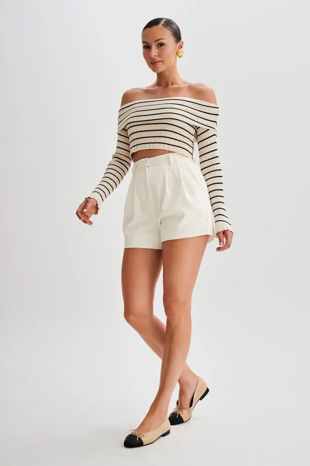 Women Meshki Bottoms Sigourney Suiting Shorts 8211 Ivory