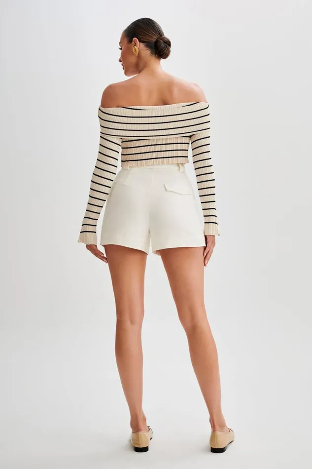 Women Meshki Bottoms Sigourney Suiting Shorts 8211 Ivory