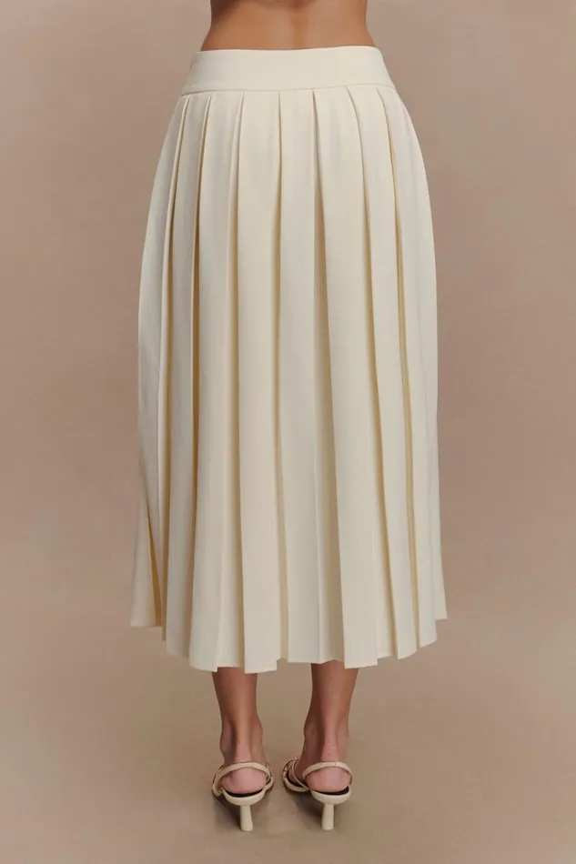 Women Meshki Bottoms Sunny Pleated Midi Skirt 8211 Ivory