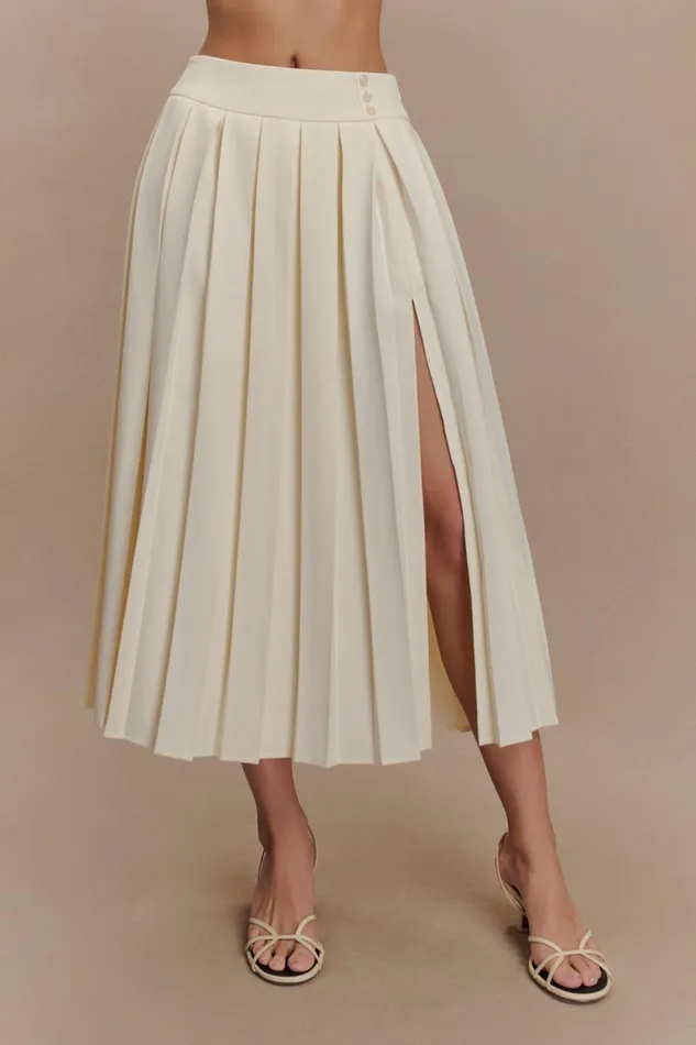 Women Meshki Bottoms Sunny Pleated Midi Skirt 8211 Ivory