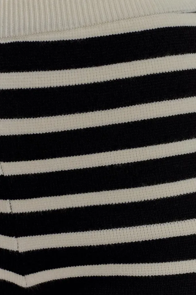 Women Meshki Bottoms Tabitha Stripe Knit Shorts 8211 BlackWhite