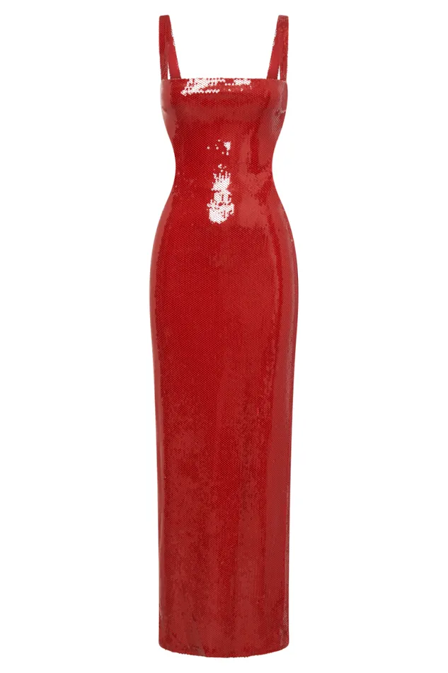 Women Meshki Dresses Adoria Sequin Cut Out Maxi Dress 8211 Red