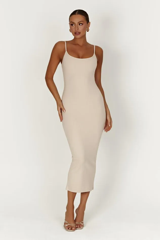 Women Meshki Dresses Alexis Ribbed Cami Midi Dress 8211 Cream