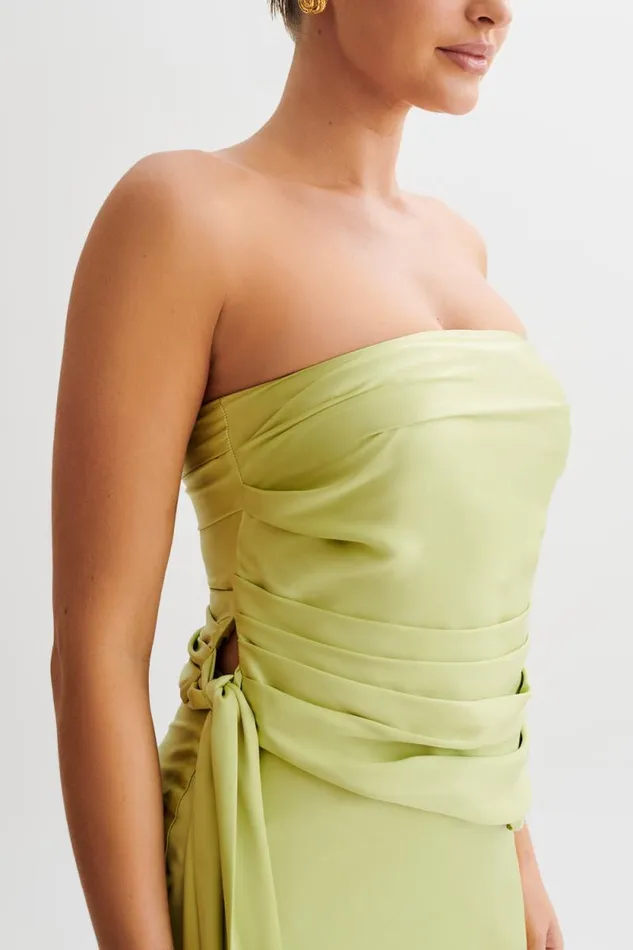 Women Meshki Dresses Allegra Satin Ruched Strapless Top 8211 Apple