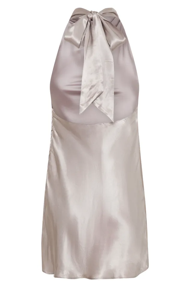 Women Meshki Dresses Allison Satin Halter Mini Dress 8211 Bronze