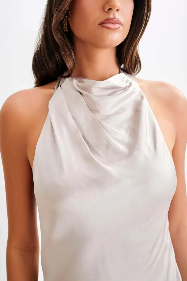 Women Meshki Dresses Allison Satin Halter Mini Dress 8211 Bronze