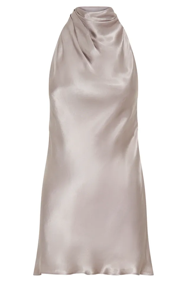 Women Meshki Dresses Allison Satin Halter Mini Dress 8211 Bronze