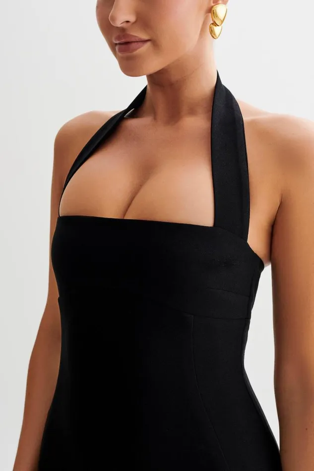 Women Meshki Dresses Amelita Suiting Halter Midi Dress 8211 Black