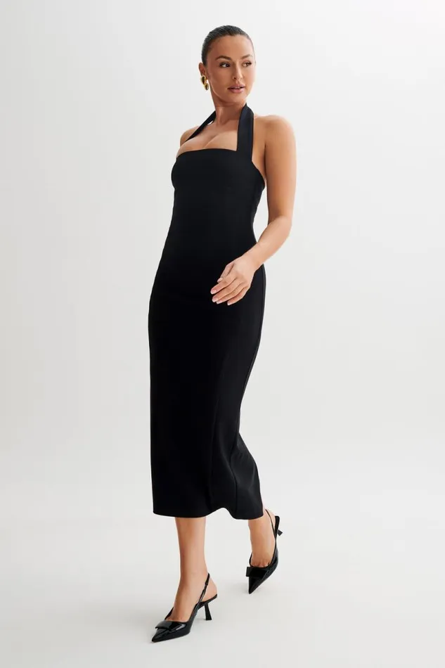 Women Meshki Dresses Amelita Suiting Halter Midi Dress 8211 Black