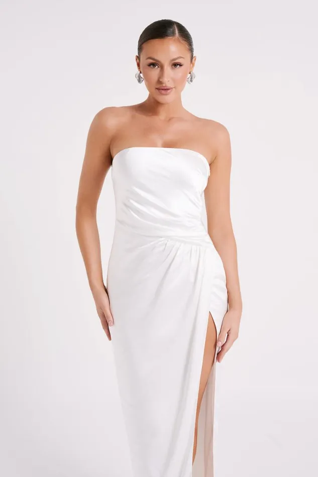 Women Meshki Dresses Aminah Draped Strapless Maxi Dress 8211 Ivory