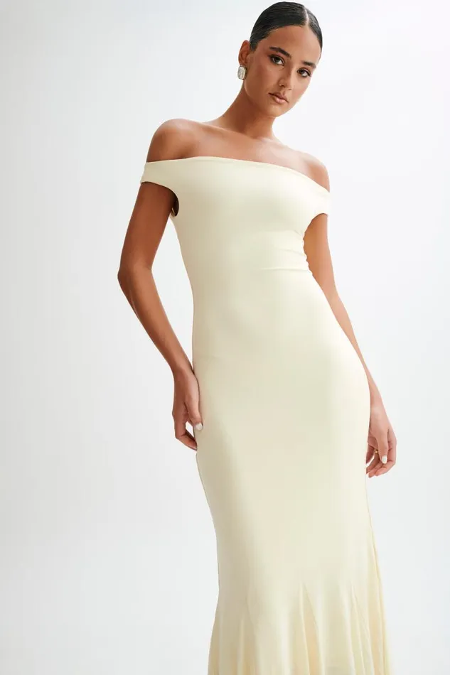Women Meshki Dresses Analina Slinky Handkerchief Midi Dress 8211 Lemon Sherbet