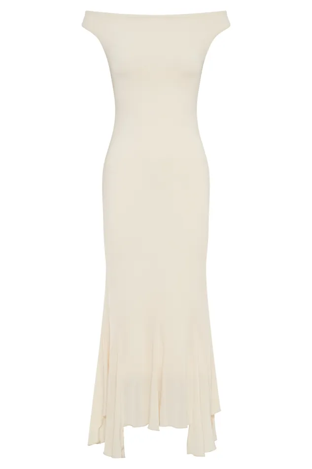 Women Meshki Dresses Analina Slinky Handkerchief Midi Dress 8211 Lemon Sherbet