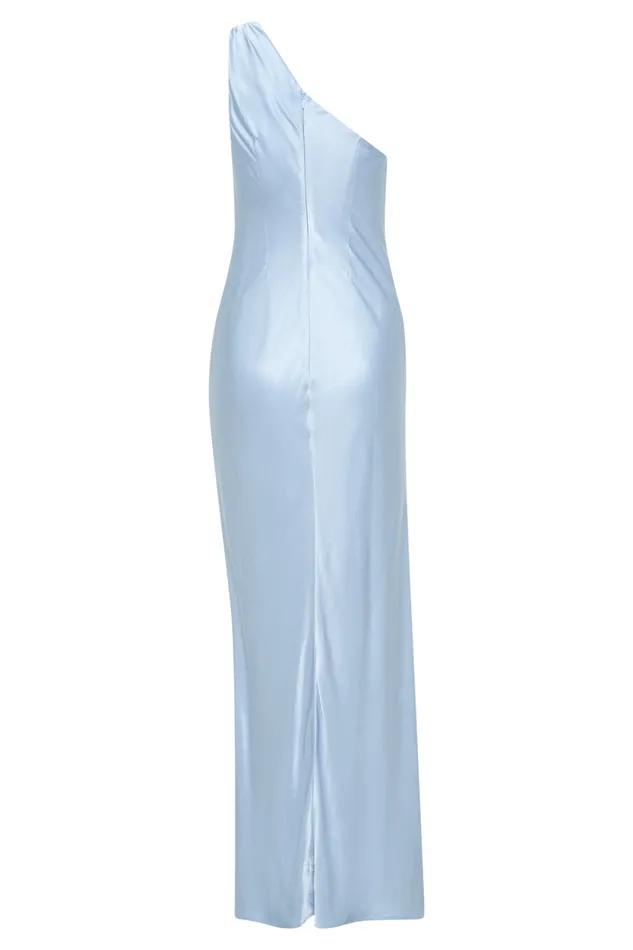 Women Meshki Dresses Camille One Shoulder Satin Maxi Dress 8211 Cornflower Blue