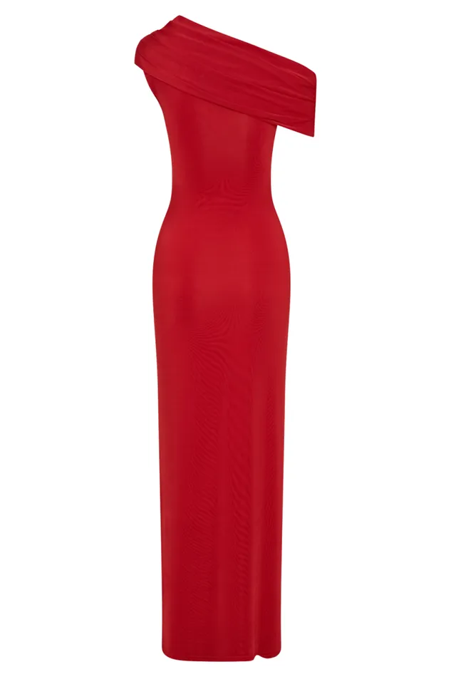 Women Meshki Dresses Cassandra Off Shoulder Slinky Maxi Dress 8211 Red