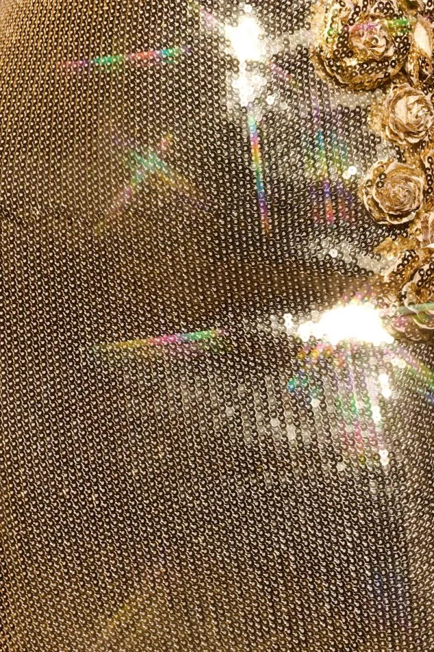 Women Meshki Dresses Cassia Strapless Sequin Rose Midi Dress 8211 Gold