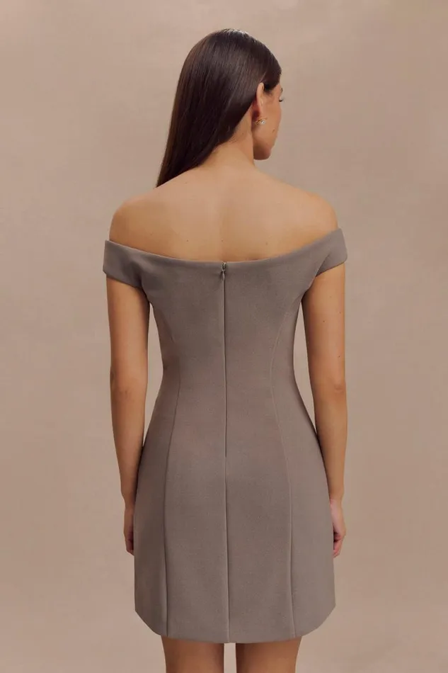 Women Meshki Dresses Cassidy Crepe Off Shoulder Mini Dress 8211 Smoke