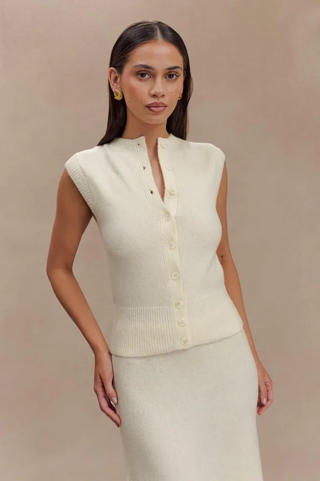 Women Meshki Dresses Dionne Sleeveless Knit Vest 8211 Ivory Marle
